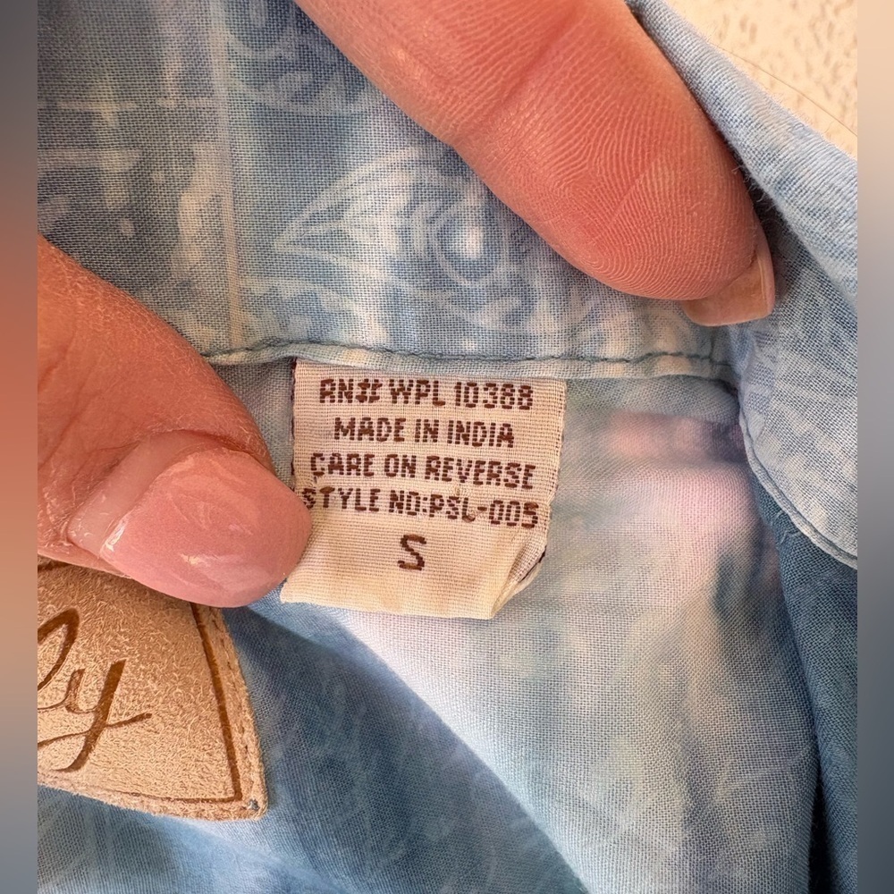 Scully Western Shirt Womens Long  Sleeve button down light blue Paisley size S - Picture 8 of 9